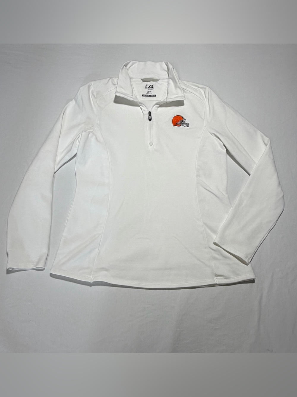 Cutter & Buck Women's White Quarter-Zip Pullover with Cleveland Browns Accent